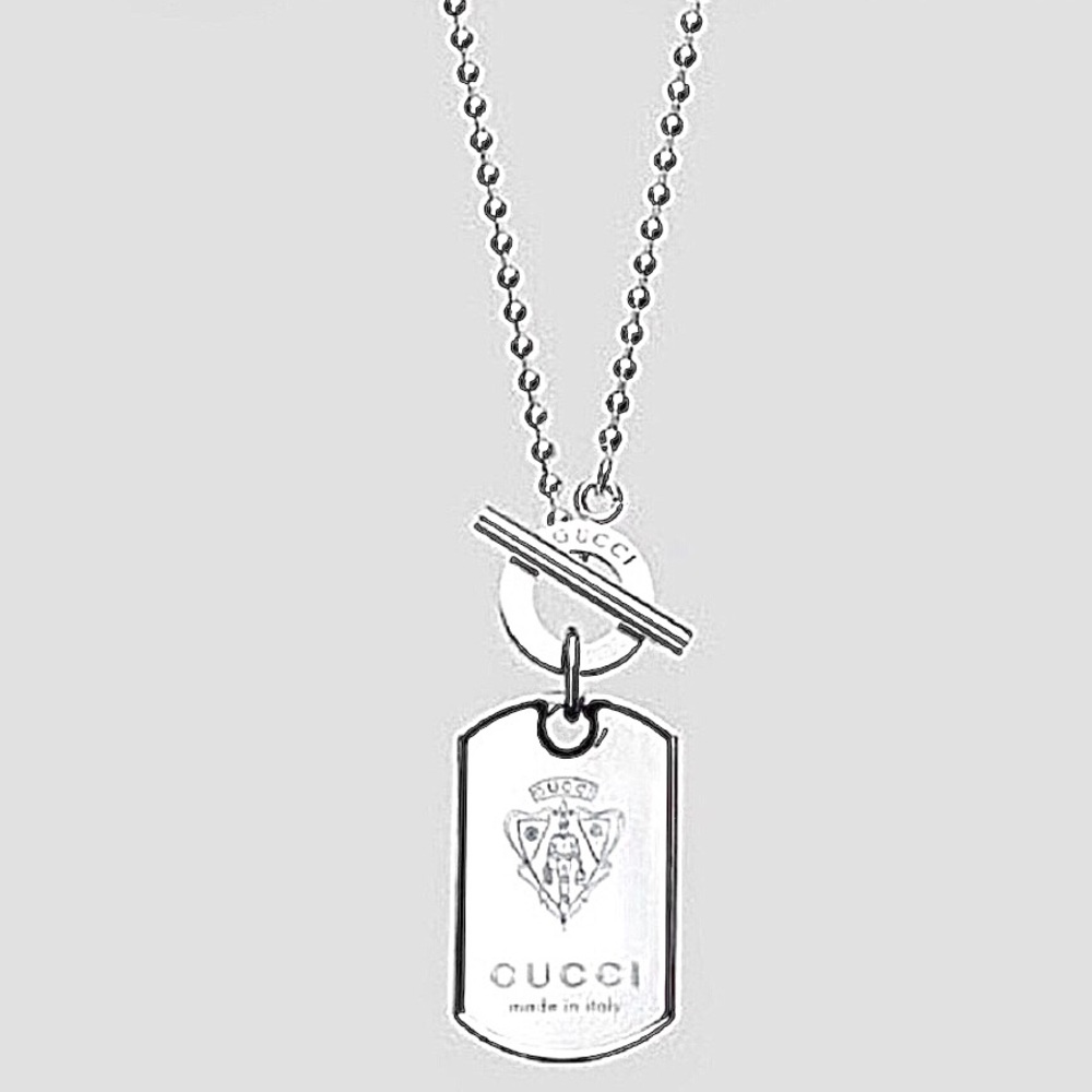 New Authentic Gucci Crest Dog Tag Necklace 19"